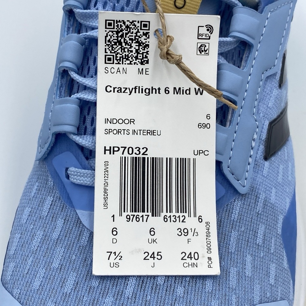adidas Crazyflight 6 Mid WIndoor Volleyball Shoes Blue Women's 7.5 NWT HP7032 - Picture 8 of 8